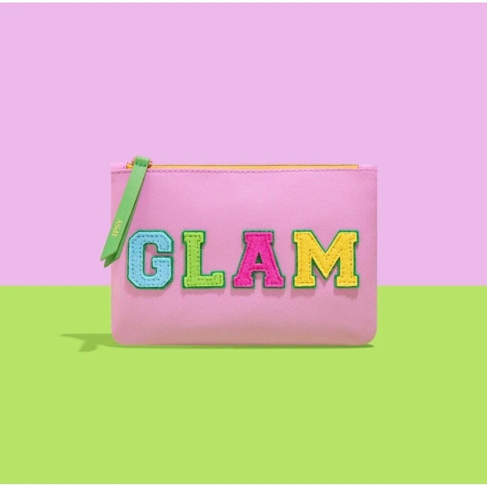 GLAM Vegan Leather Zip Makeup Bag Travel Pouch Wallet Clutch Organizer NEW Purse